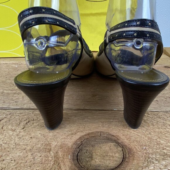 Circa Joan & David Women Slingback Peep-Toe Heels Size 9M Taupe & Bronze Leather - Picture 9 of 16